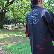 <TUTAE>Haori1017 (for summer)  black with vermilion embroidered patterns