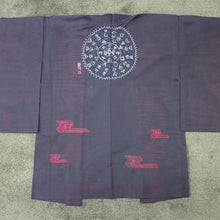 <TUTAE>Haori1017 (for summer)  black with vermilion embroidered patterns