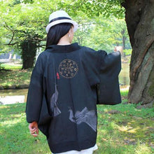 <TUTAE> Haori1018 (for summer)  black with peacocks