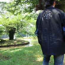 <TUTAE> Haori1010 (for summer) black with bluish silver patterns