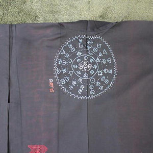 <TUTAE>Haori1017 (for summer)  black with vermilion embroidered patterns